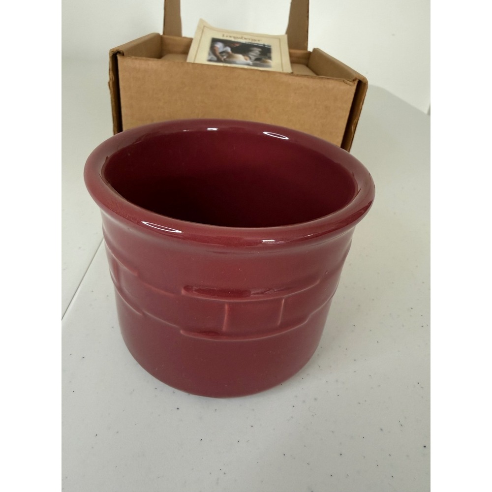 LONGABERGER POTTERY WOVEN TRADITIONS 1‎ PINT PAPRIKA SALT CROCK